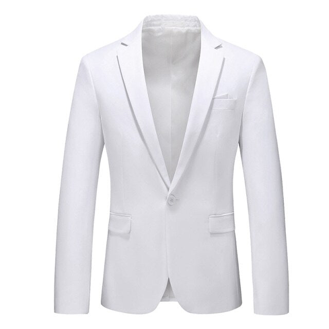 Notch Collar Plain Slim Fit Black Single Button Men's Blazer