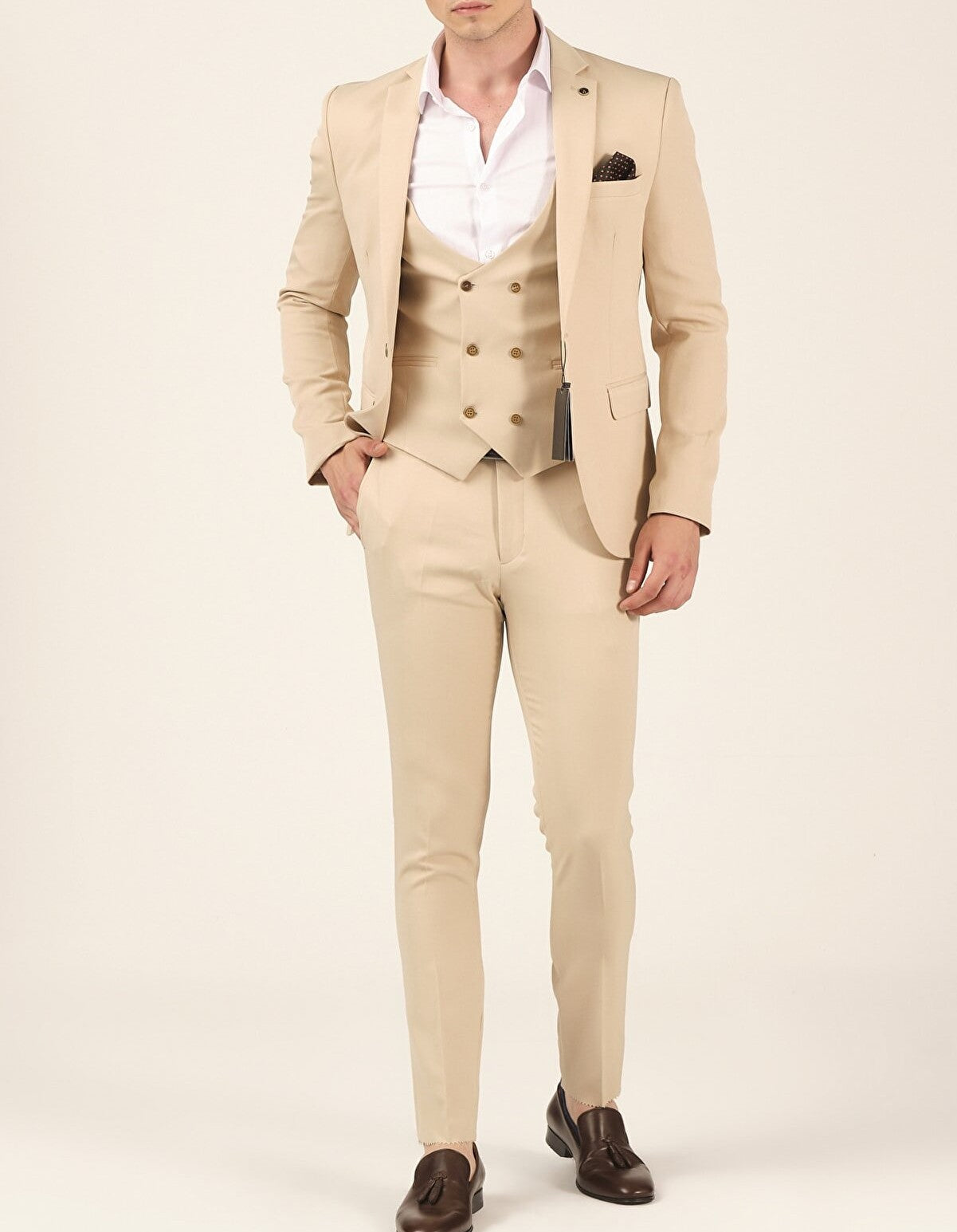 Three Pieces Notch Collar Slim Fit Plain Black Men's Suit