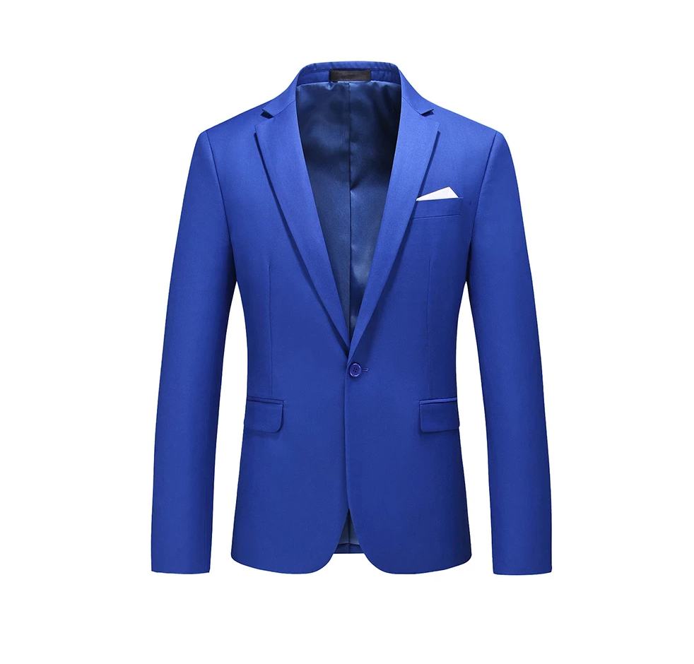 Notch Collar Plain Slim Fit Black Single Button Men's Blazer