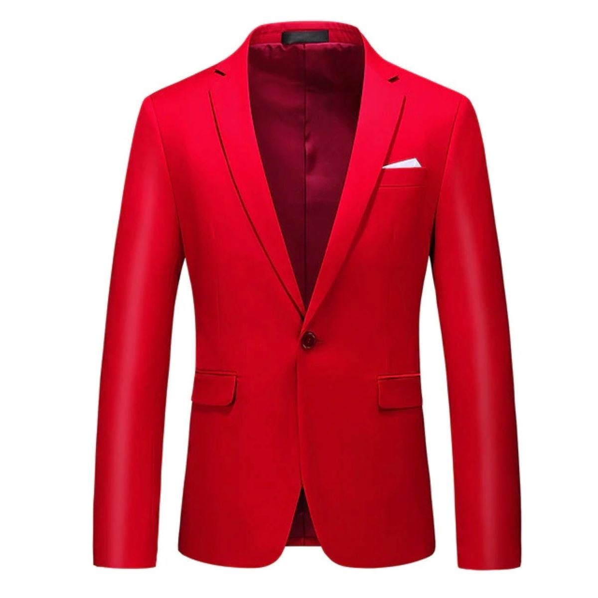 Notch Collar Plain Slim Fit Black Single Button Men's Blazer