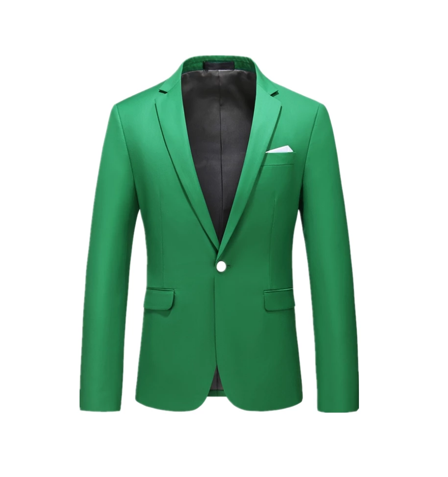 Notch Collar Plain Slim Fit Black Single Button Men's Blazer